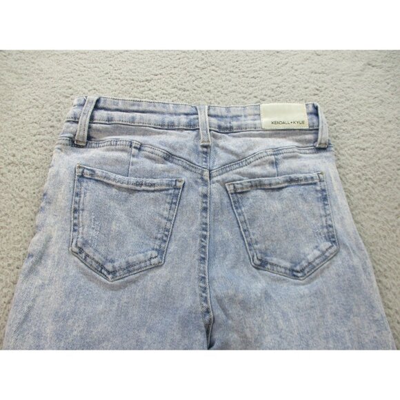 Kendall & Kylie High Rise Jeans Size 3 (26x24) Blue Icon Straight Leg Distressed - Picture 11 of 12